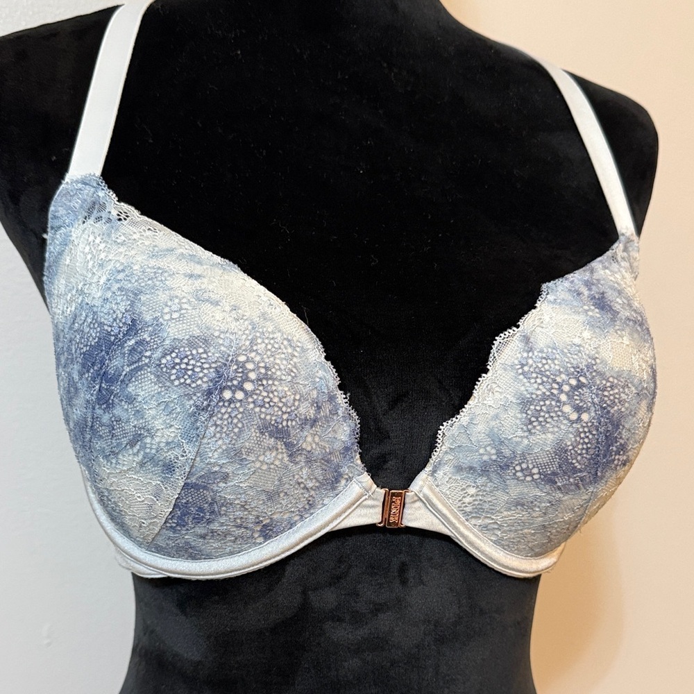 Victoria's Secret Blue and White Lace Bra